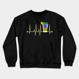 Funny Cocktail Glass Heartbeat Happy Cocktail Hour Crewneck Sweatshirt